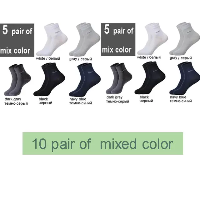 10Pairs/Lot Men Bamboo Socks Comfortable Breathable Casual Business Men&#39;S Crew Socks High Qualit