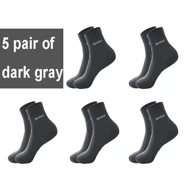 10Pcs=5Pair High Quality New Bamboo Fiber Socks Men Casual Business Breatheable Men&#39;S Dress Sock