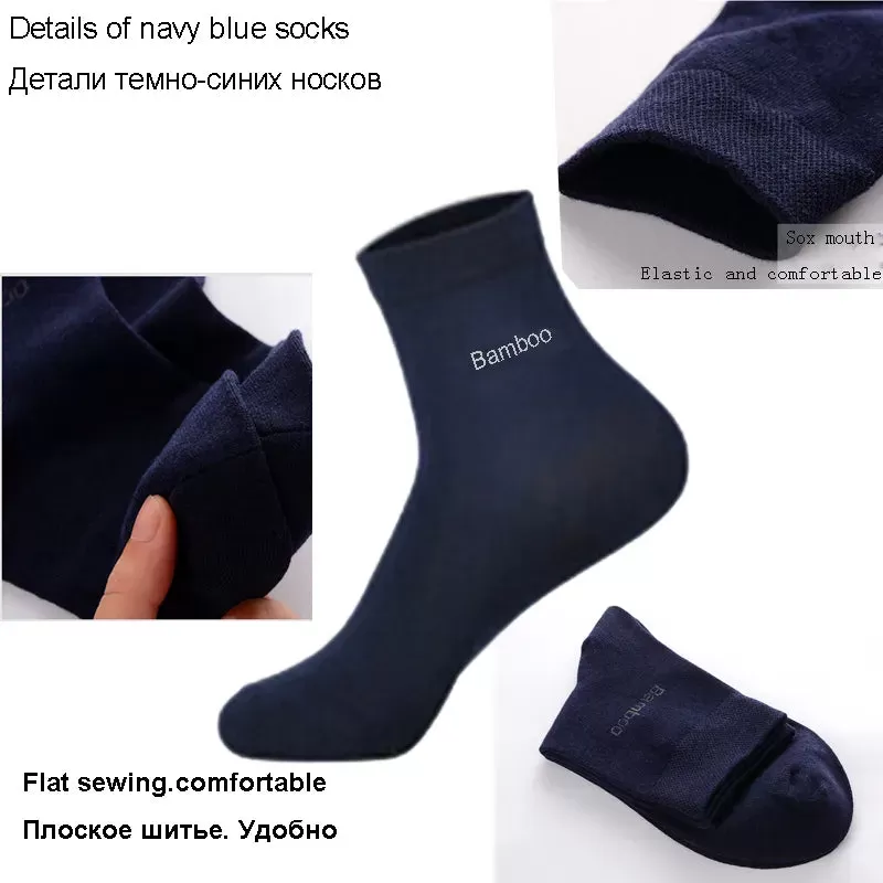 10Pcs=5Pair High Quality New Bamboo Fiber Socks Men Casual Business Breatheable Men&#39;S Dress Sock