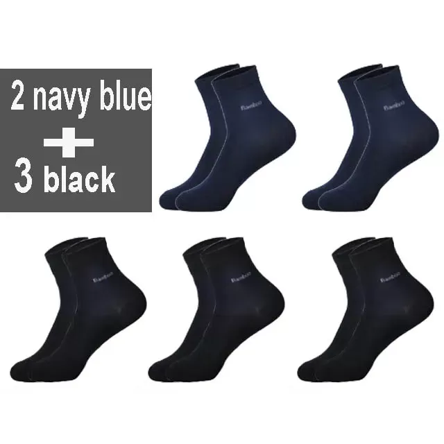 10Pcs=5Pair High Quality New Bamboo Fiber Socks Men Casual Business Breatheable Men&#39;S Dress Sock