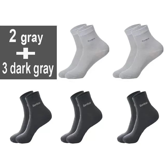 10Pcs=5Pair High Quality New Bamboo Fiber Socks Men Casual Business Breatheable Men&#39;S Dress Sock