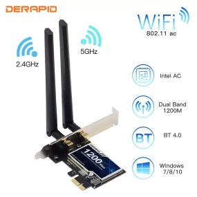 1200Mbps Wireless Pci-E Adapter 802.11Ac Bluetooth 4.0 Wifi Wlan Card 2.4G/5Ghz Desktop Wifi Pci Exp