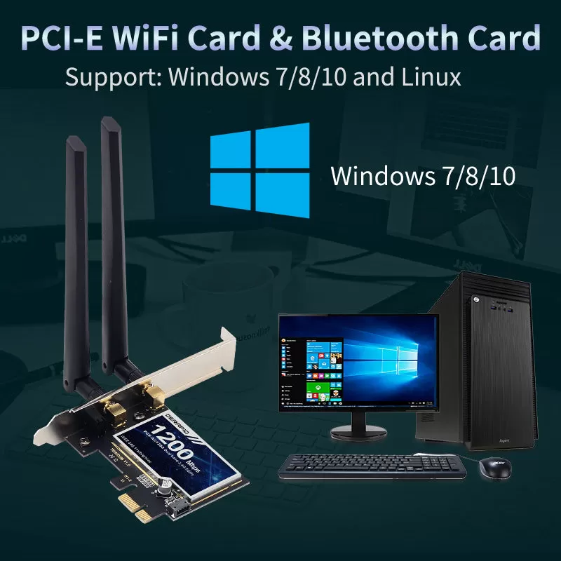 1200Mbps Wireless Pci-E Adapter 802.11Ac Bluetooth 4.0 Wifi Wlan Card 2.4G/5Ghz Desktop Wifi Pci Exp