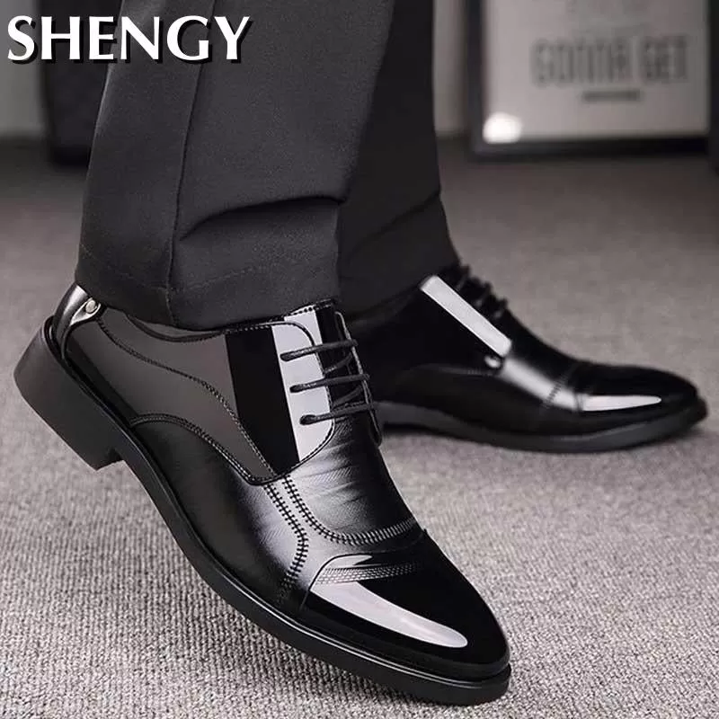 2020 Business Shoes Men Luxury Oxford Breathable Pu Leather Shoes Formal Dress Shoes Male Office Par