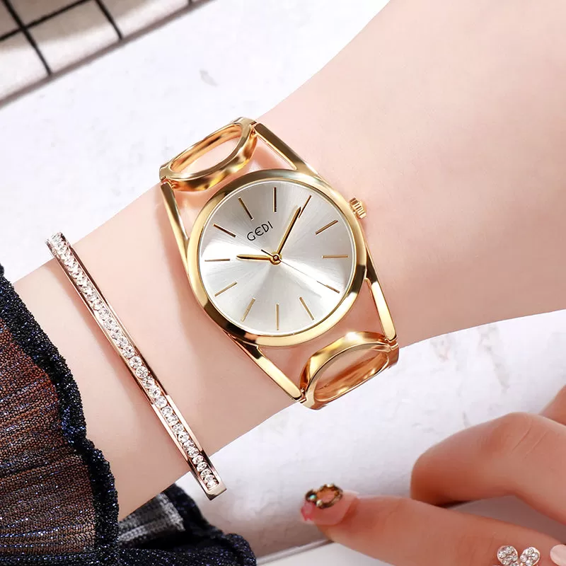 2020 Luxury Gedi Rose Gold Plated Bracelet Watches Women Ladies Crystal Elegant Dress Quartz Wristwa