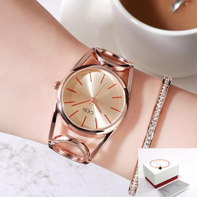 2020 Luxury Gedi Rose Gold Plated Bracelet Watches Women Ladies Crystal Elegant Dress Quartz Wristwa