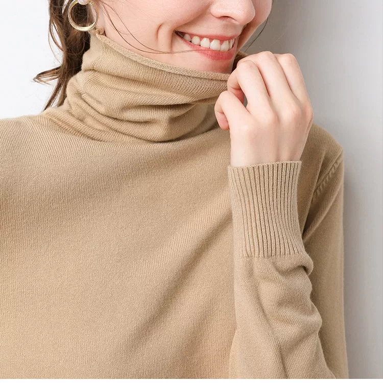 2021 Women Sweater Femme Autumn Turtleneck Sweater Pink Soft Material Women White Sweater Jumper Pul