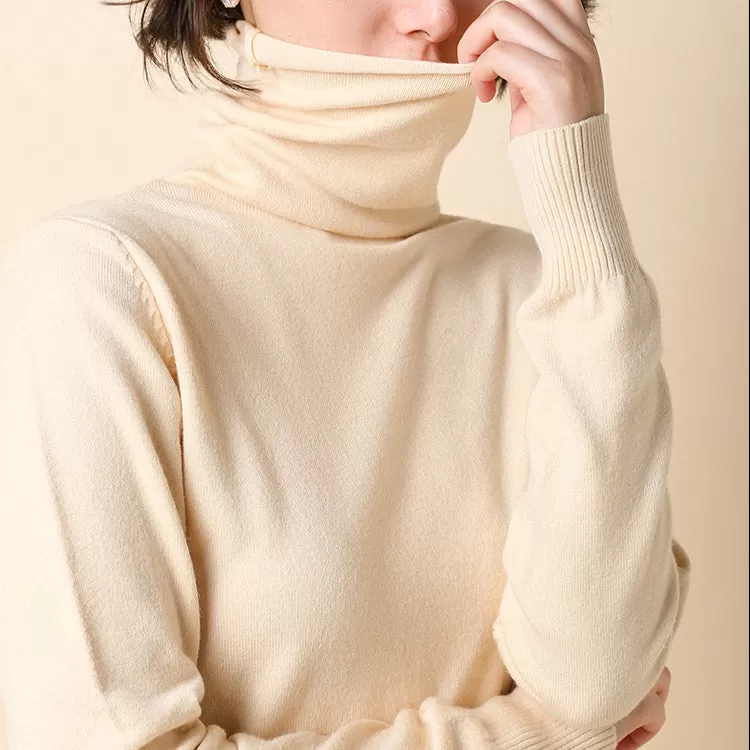 2021 Women Sweater Femme Autumn Turtleneck Sweater Pink Soft Material Women White Sweater Jumper Pul