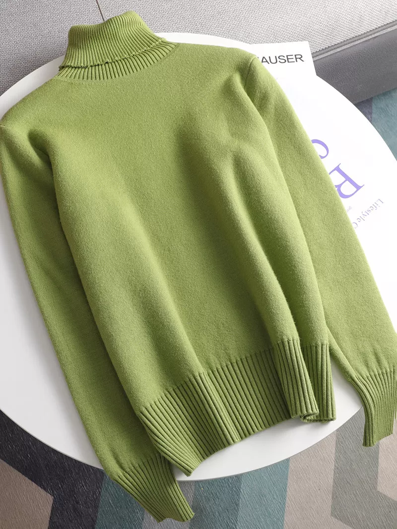 2022 Autumn Winter Cashmere Basic Warm Sweater Velvet Pullovers Women Female Fur Thick Turtleneck Sw