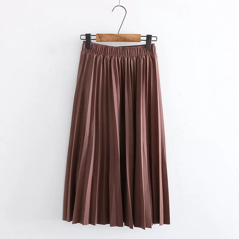 2022 Women Summer A-Line Pleated Skirt High Waist Elegant Pink Skirt Casual Clothes Faldas Jupe Femm