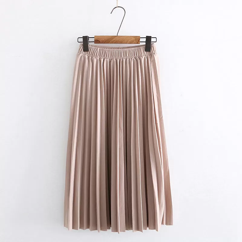 2022 Women Summer A-Line Pleated Skirt High Waist Elegant Pink Skirt Casual Clothes Faldas Jupe Femm