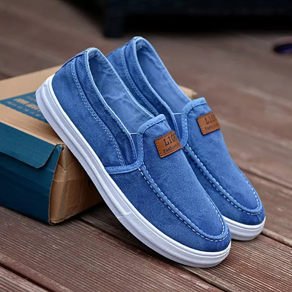 2023 Blue Casual Men Shoes Summer Moccasin Shoes Slip On Designer Male Flats Canvas Shoes Alpargatas