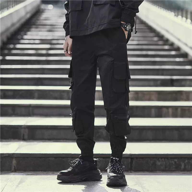 2023 Streetwear Hip Hip Cargo Pants Joggers Side Pockets Harajuku Men Baggy Trousers Hiphop Joggers