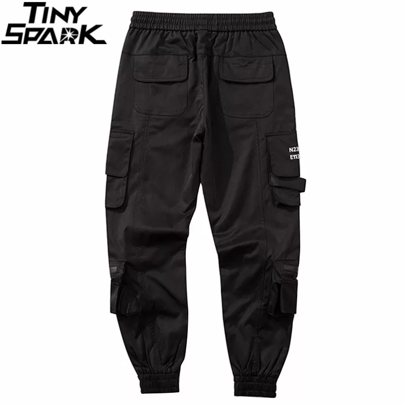 2023 Streetwear Hip Hip Cargo Pants Joggers Side Pockets Harajuku Men Baggy Trousers Hiphop Joggers