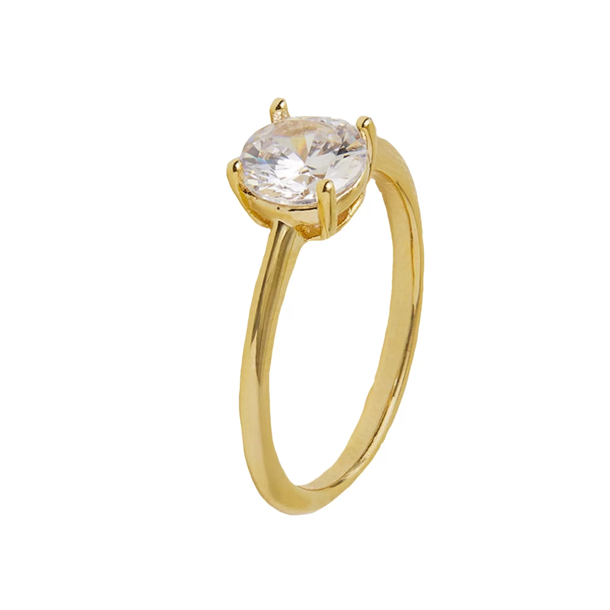 Accessorize London Women's Z Real Gold-Plated Cubic Zirconia Solitaire Ring-Medium