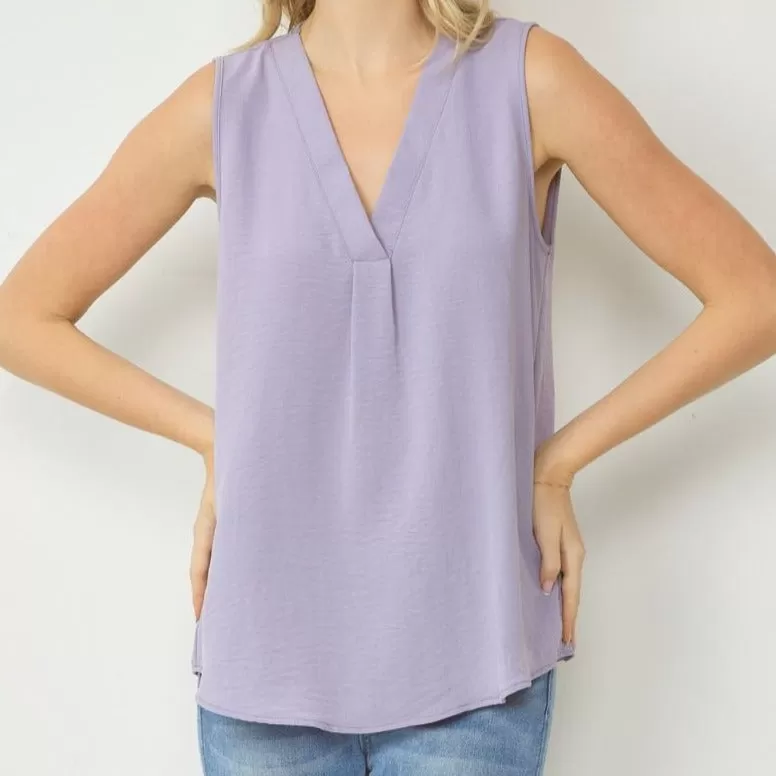 All Day Sleeveless VNeck Blouse