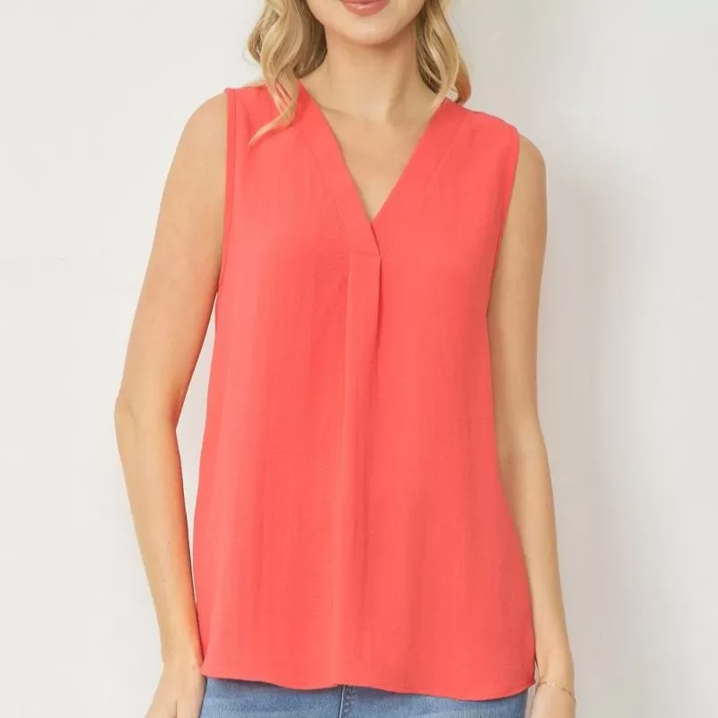 All Day Sleeveless VNeck Blouse