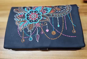 American Bling Crossbody Wallet/Clutch - Black/Flower