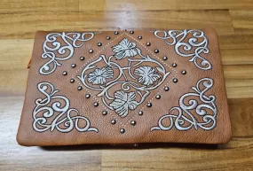 American Bling Crossbody Wallet/Clutch - Tan/Leaf Swirl