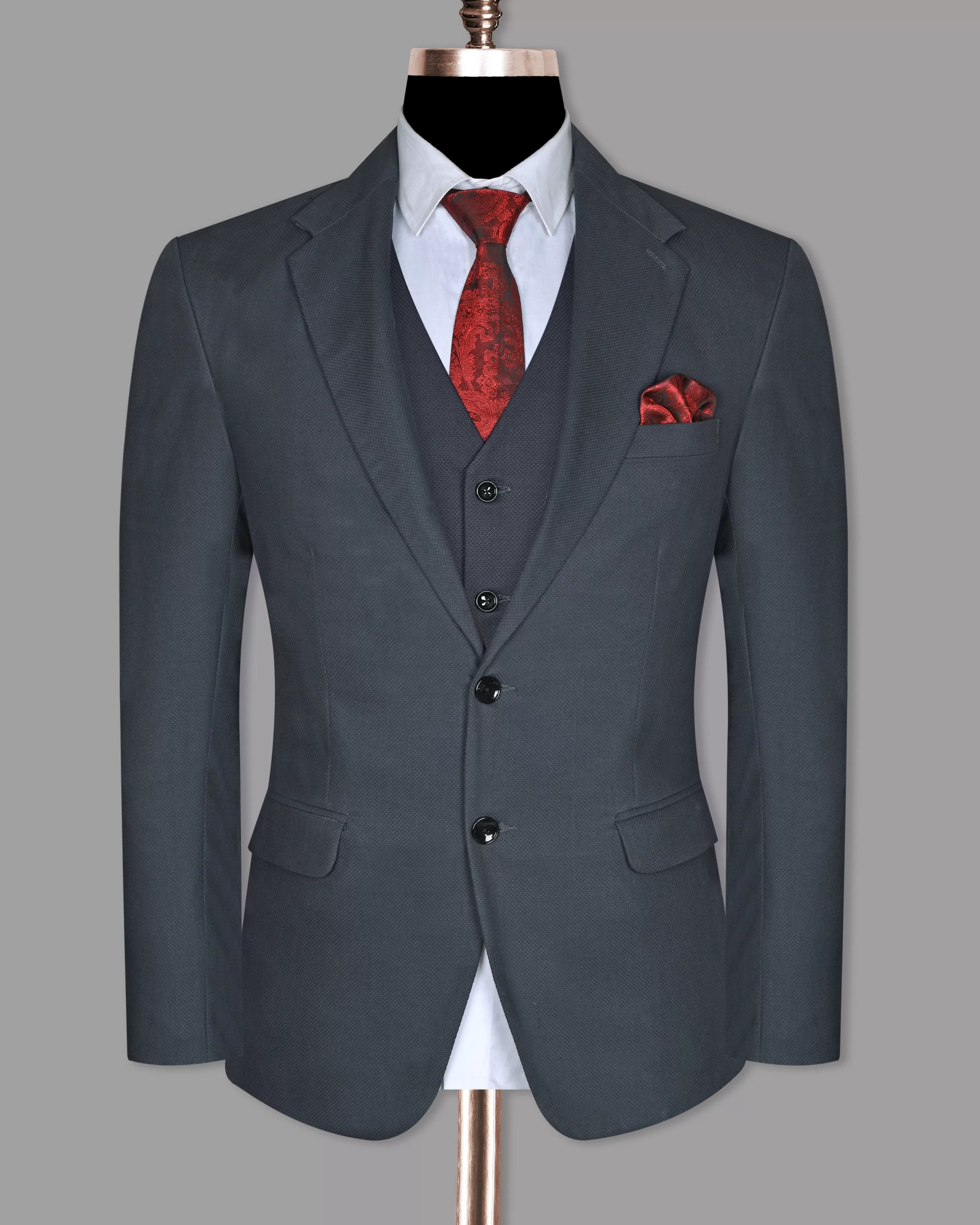 Anchor Grey Textured Cotton Suit