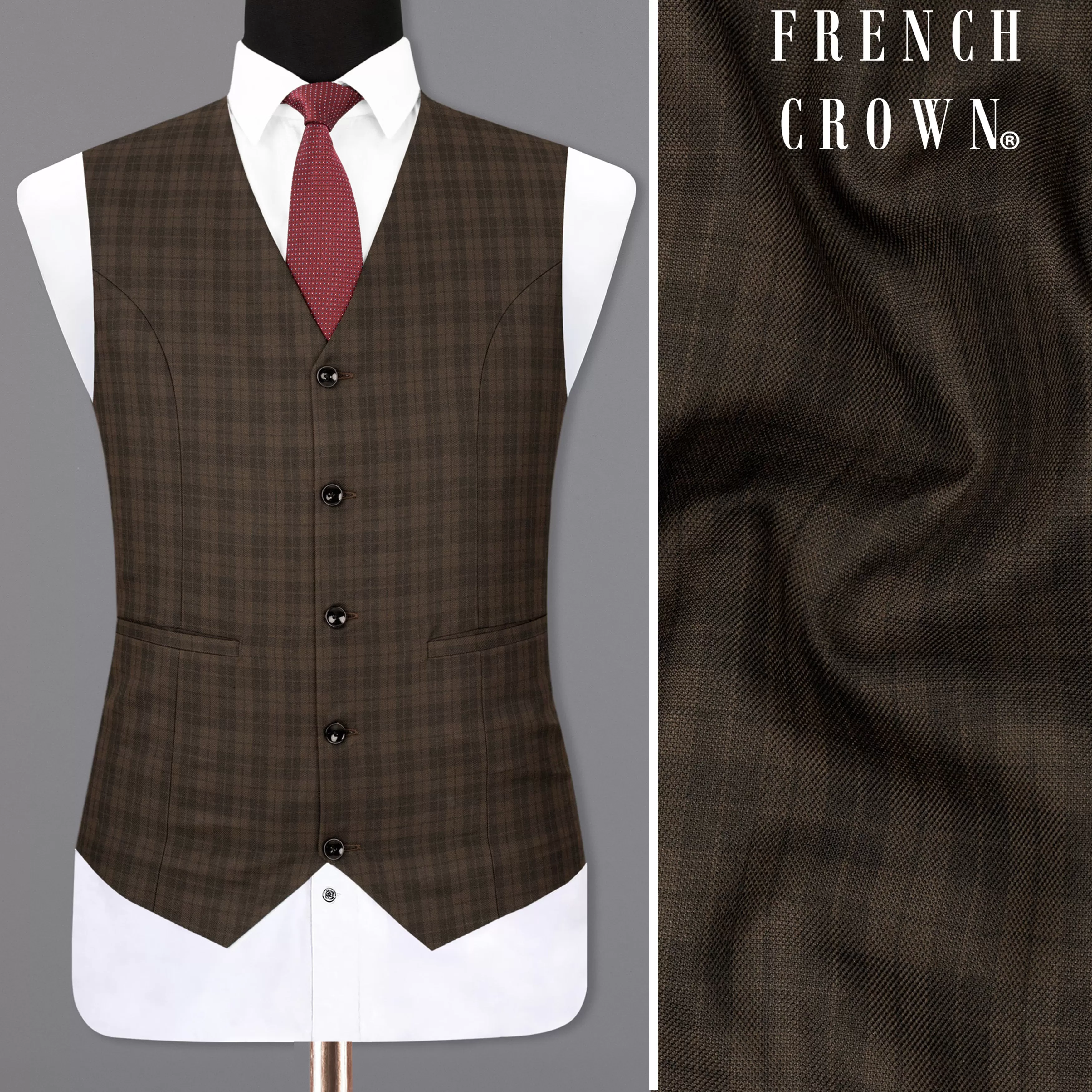 Armadillo Brown Plaid Waistcoat