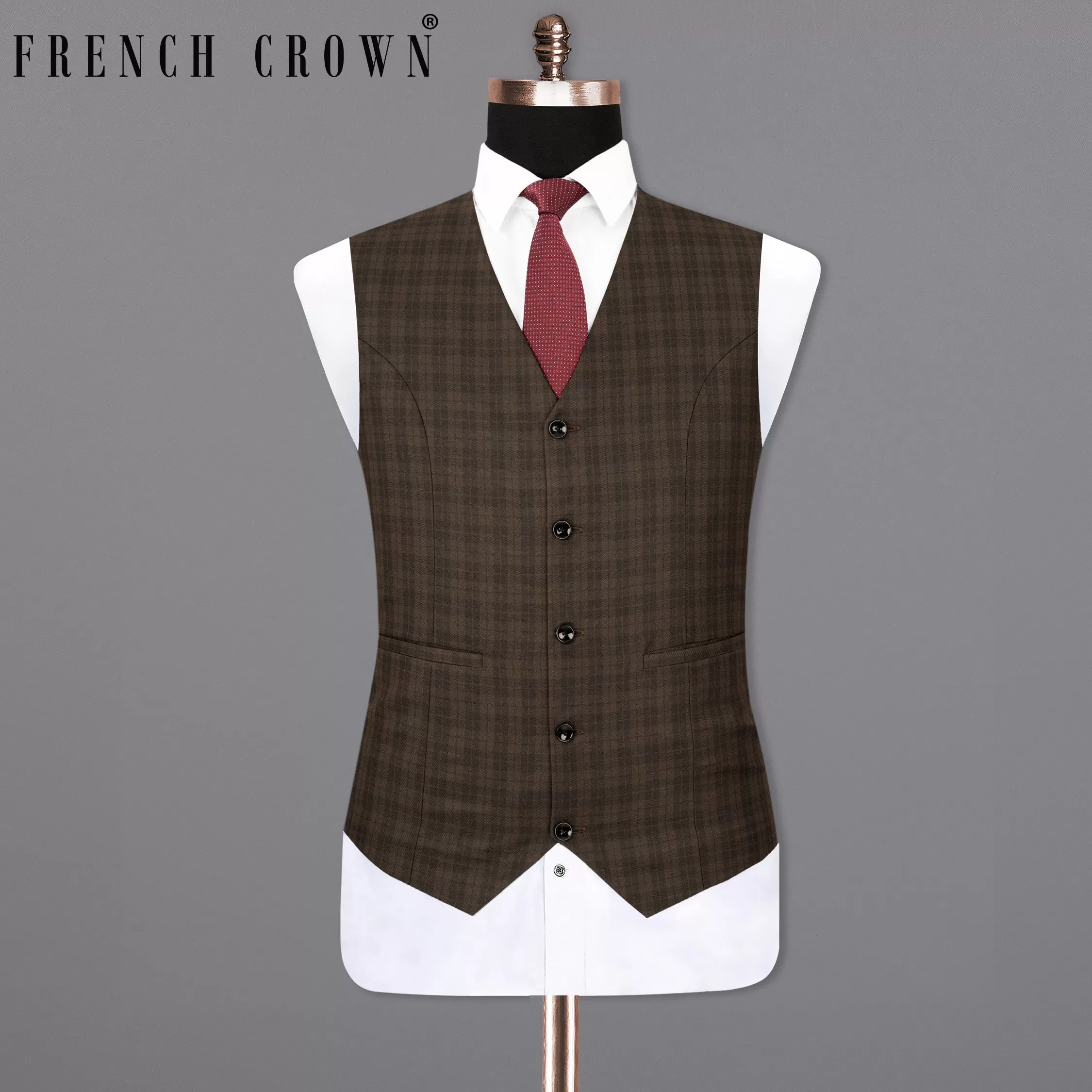 Armadillo Brown Plaid Waistcoat