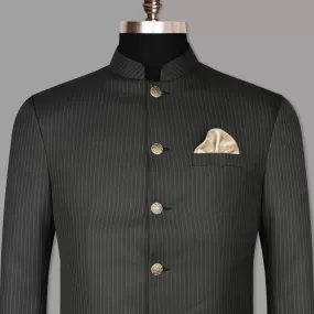 Armadillo Gray Striped Bandhgala/Mandarin Blazer