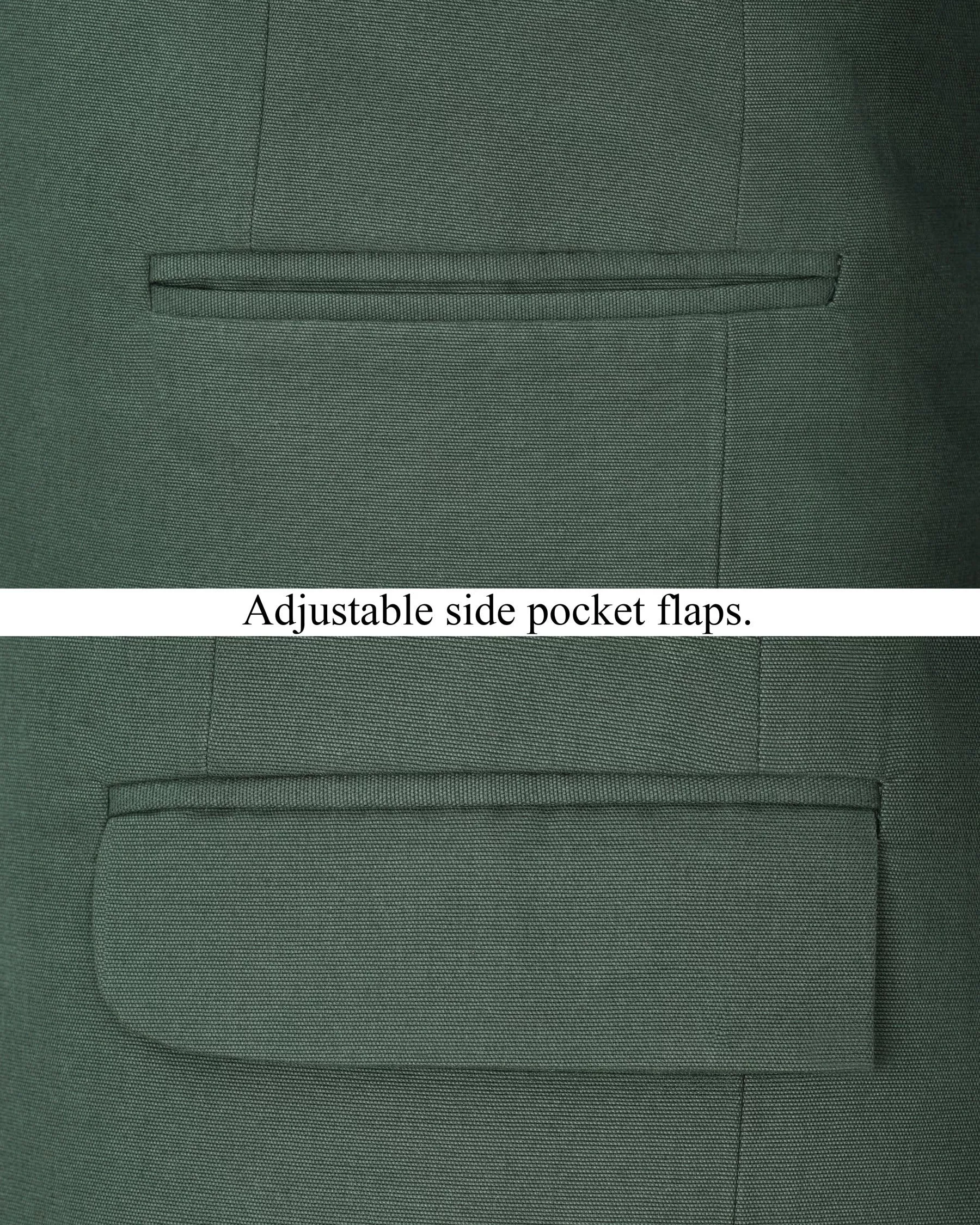 Asparagus Green Cross Placket Premium Cotton Bandhgala Blazer