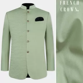 Asparagus Green with Horizontal Stitches Premium Cotton Bandhgala Designer Blazer