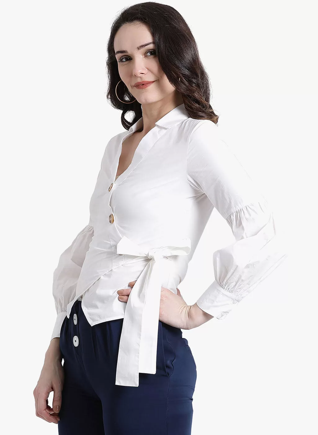 Asymmetric Placket Full Sleeve Shirt