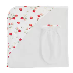 Baby Club Chic Juicy Strawberries Hooded Towel with Mitt