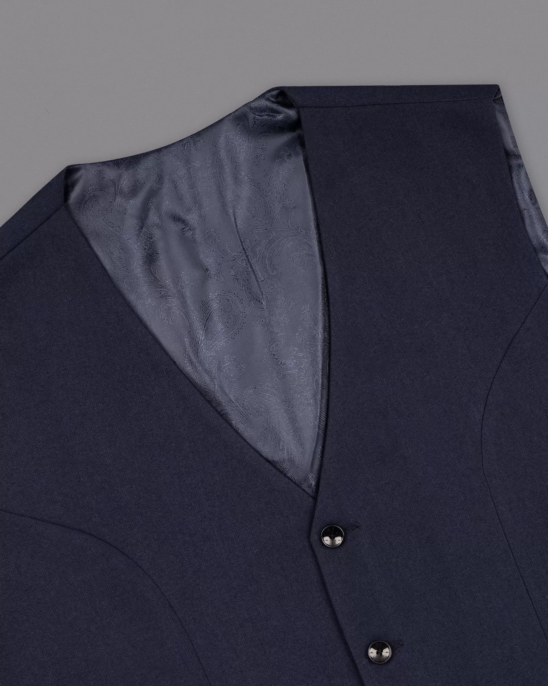 Baltic Navy Blue Wool Rich Waistcoat