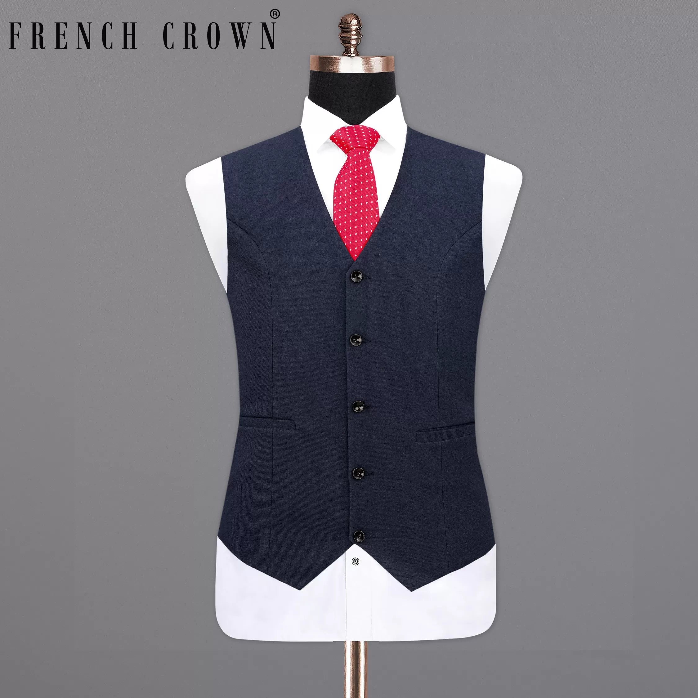 Baltic Navy Blue Wool Rich Waistcoat