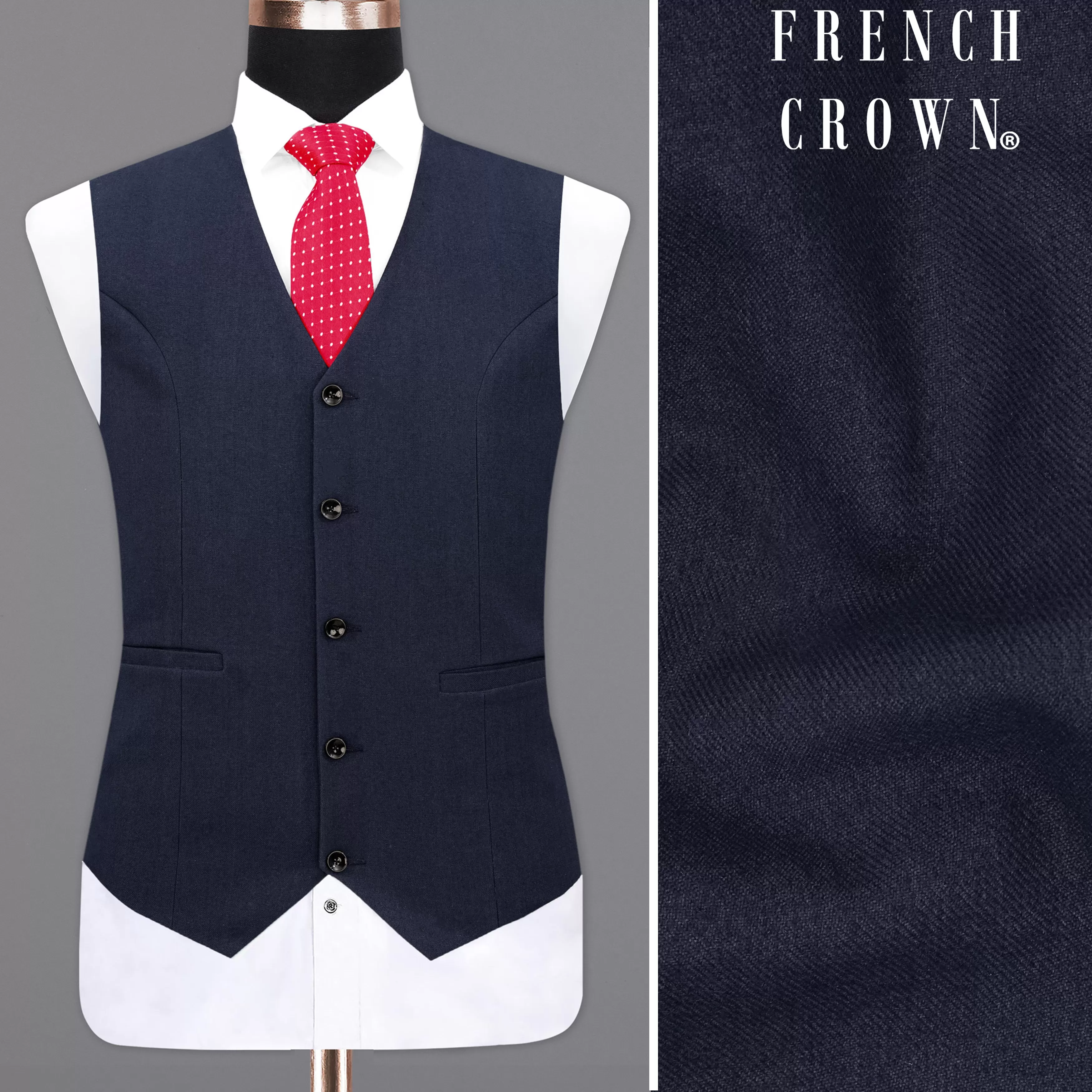 Baltic Navy Blue Wool Rich Waistcoat