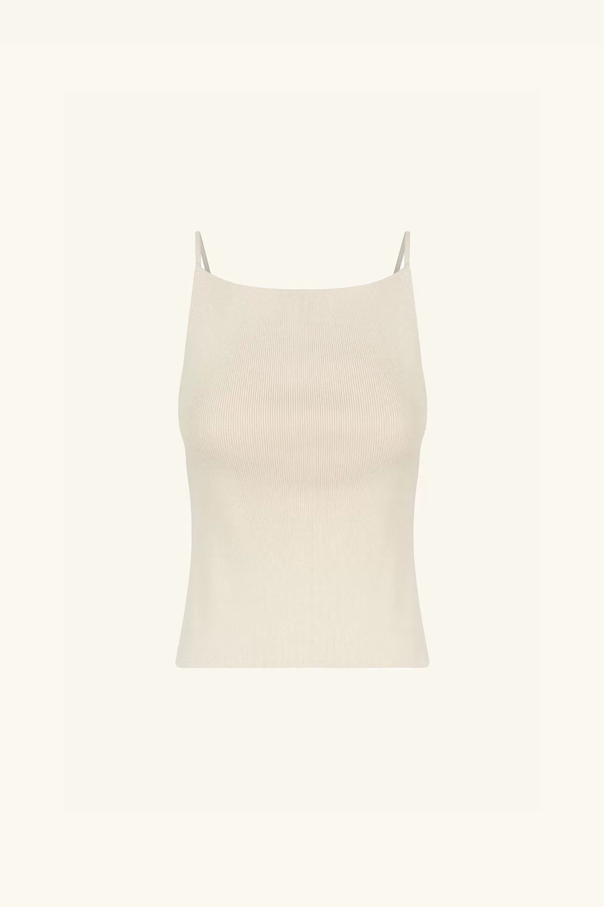 BASIC HIGH NECK TOP - BONE