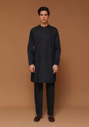 Basic Poly Viscose Maluki Dark Sapphire Slim Fit Embroidered Suit