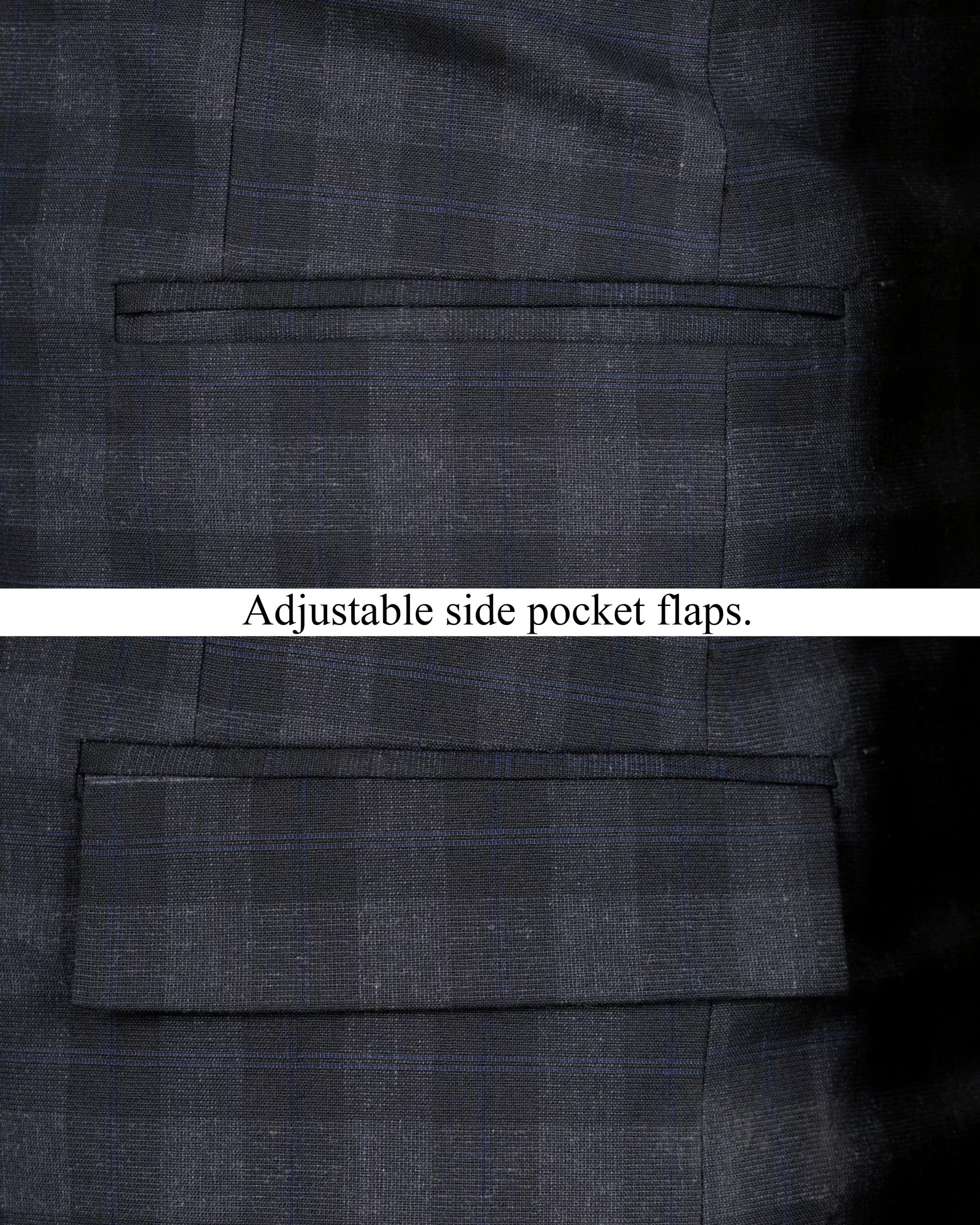 Bastille Grey Plaid Wool Rich Cross Placket Bandhgala Blazer