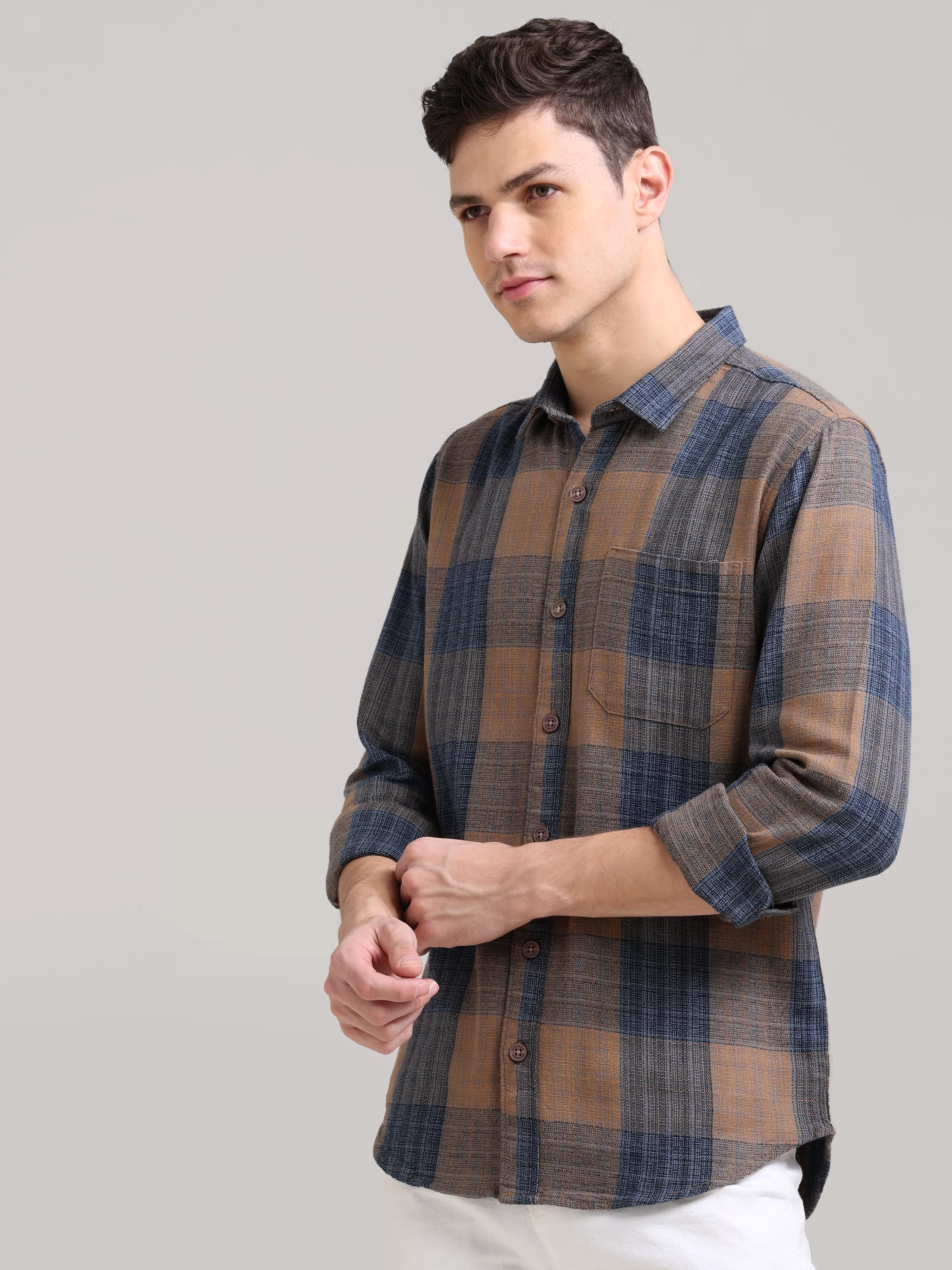 Beep Sea blue Casual Check Shirt