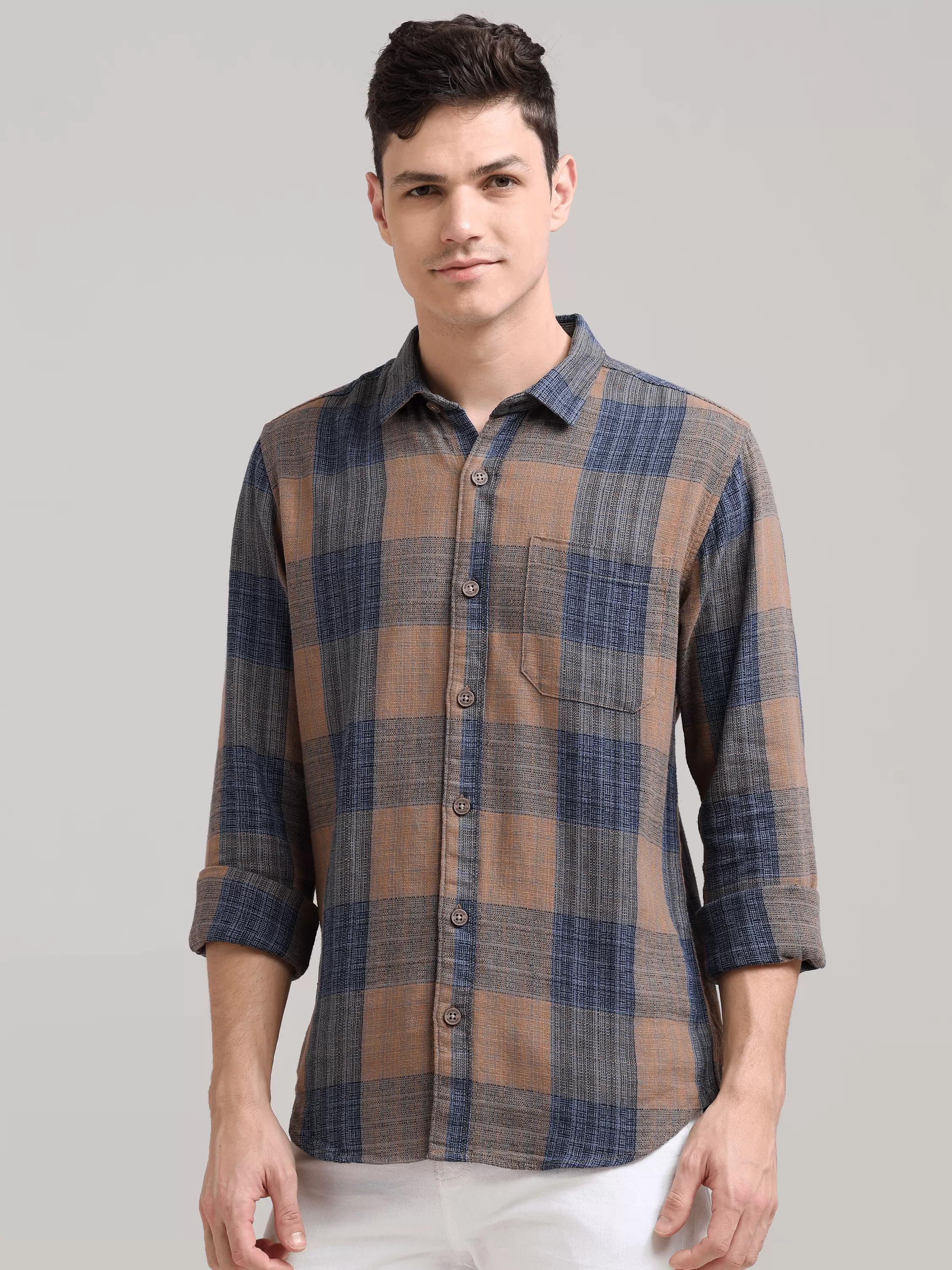 Beep Sea blue Casual Check Shirt