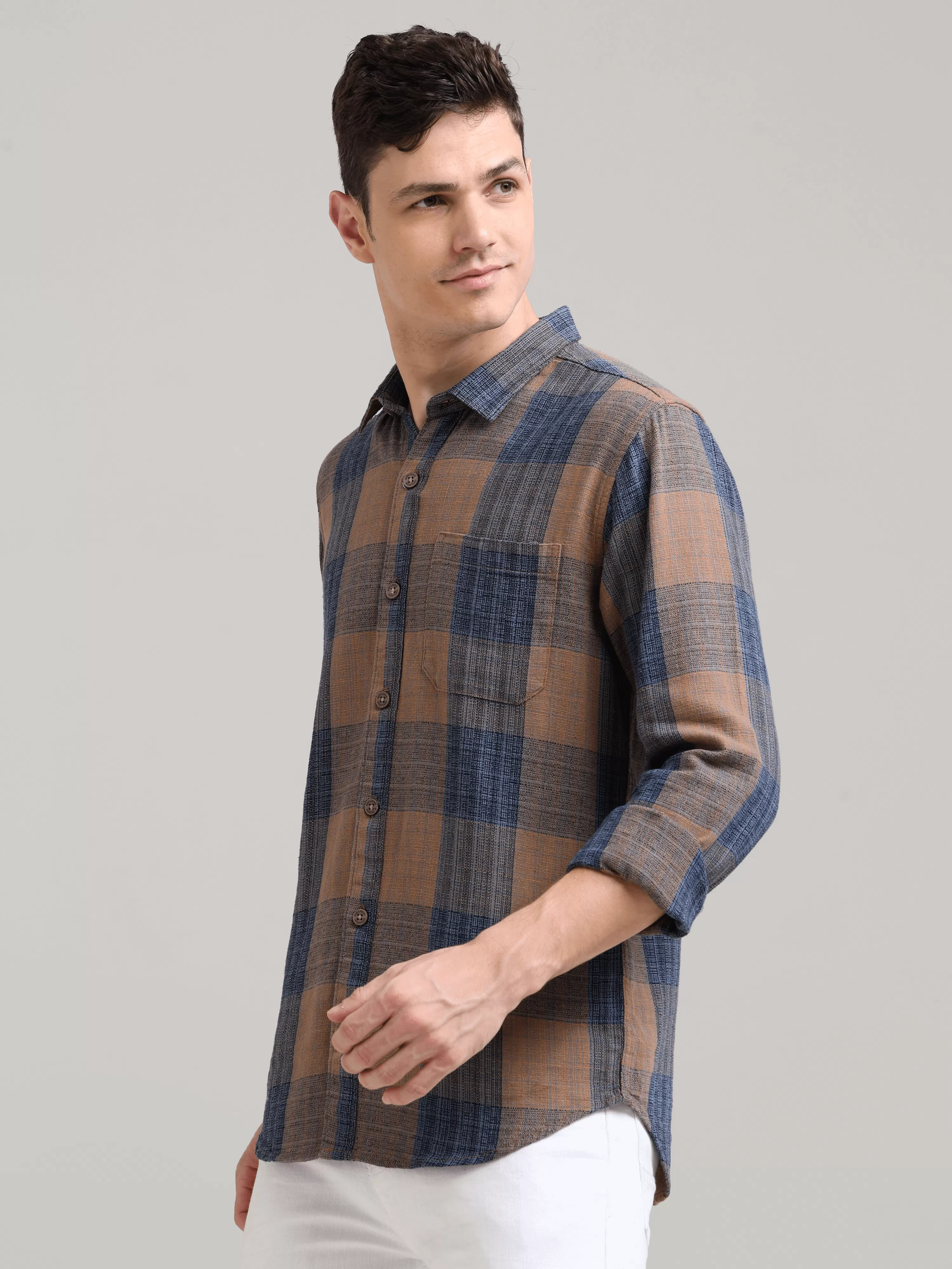 Beep Sea blue Casual Check Shirt