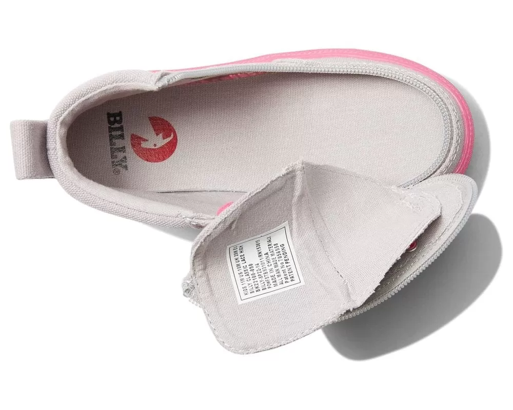 Billy Kids Classic Lace High Tops - Grey/Pink