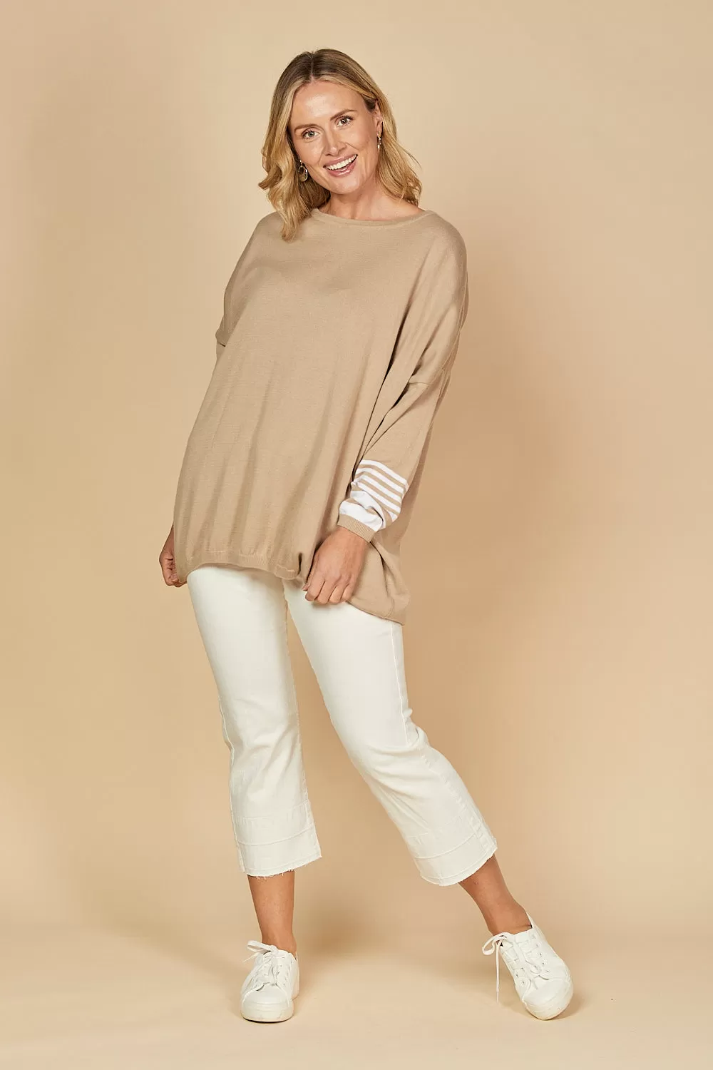 Binky Striped Jumper in Beige