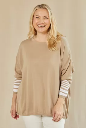 Binky Striped Jumper in Beige