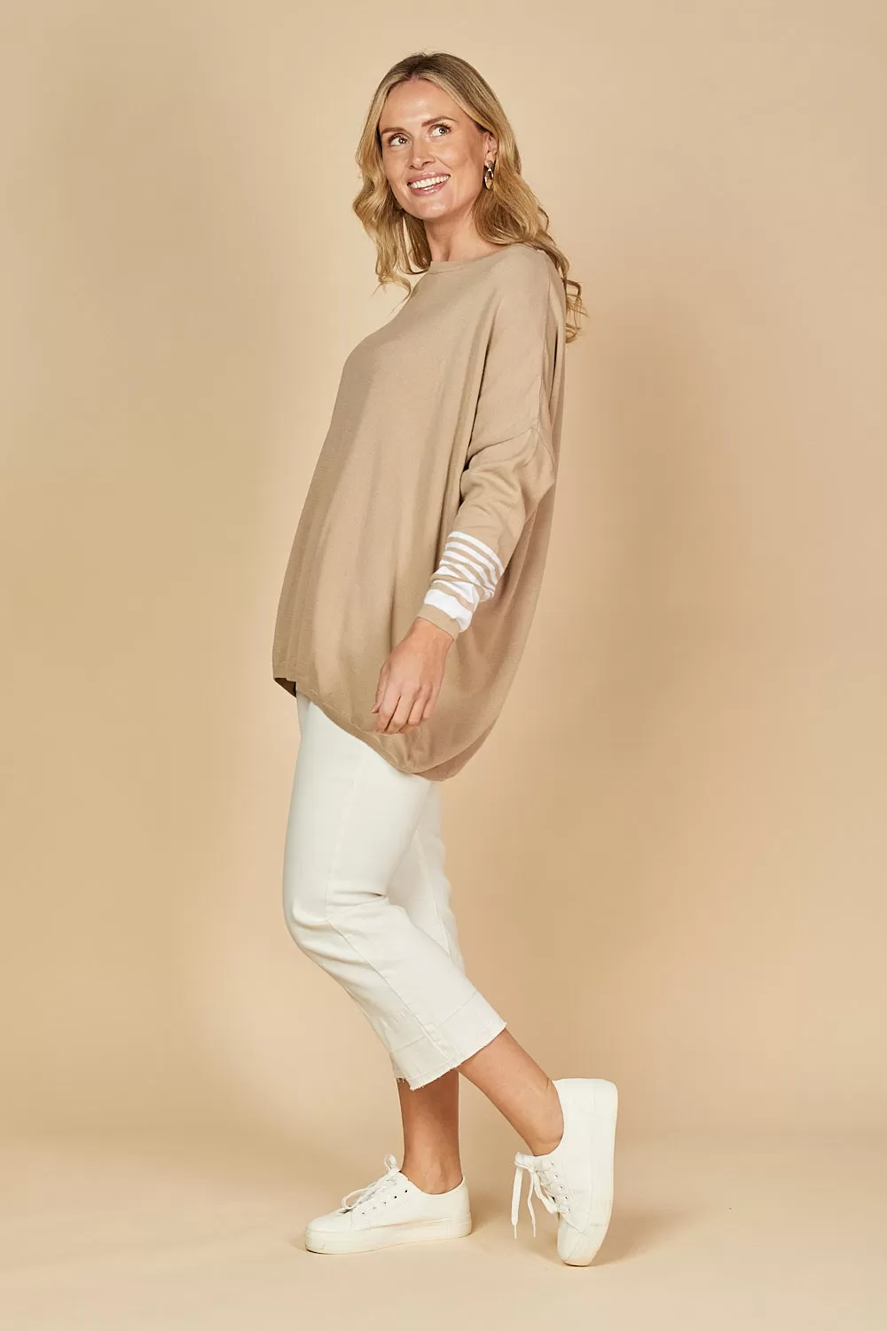 Binky Striped Jumper in Beige