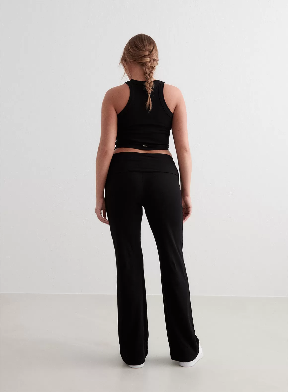 Black Ease Ribbed Pants