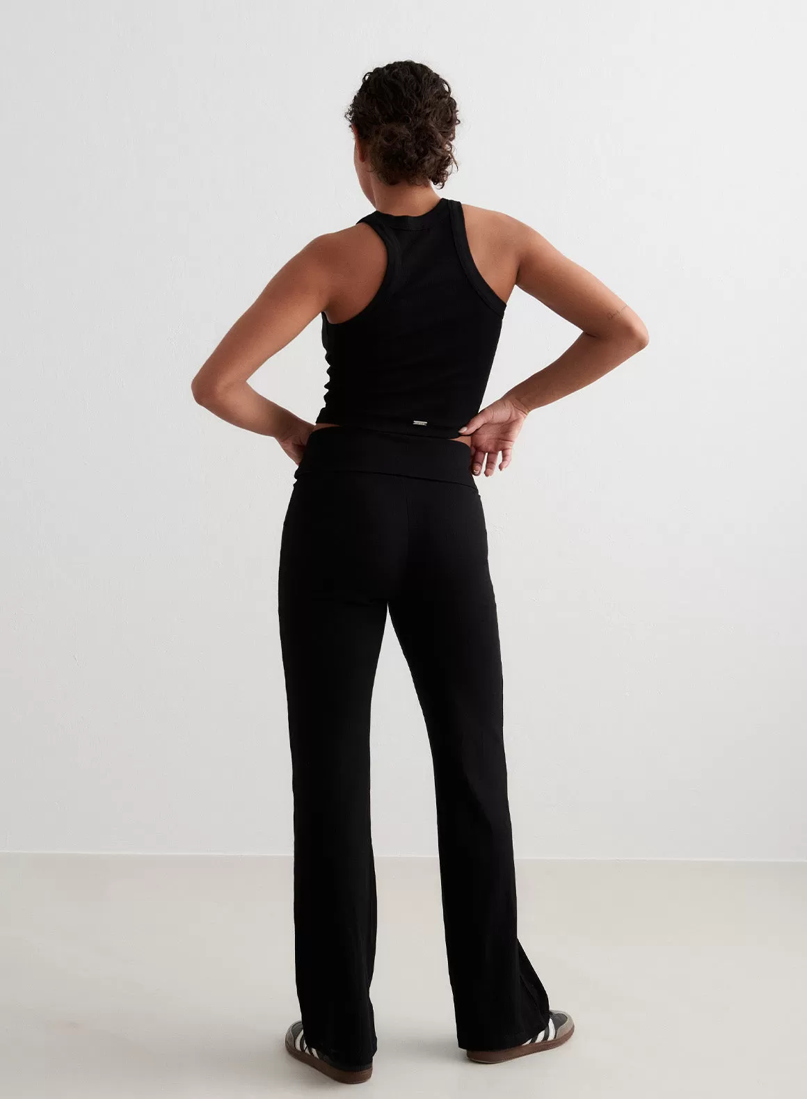 Black Ease Ribbed Pants