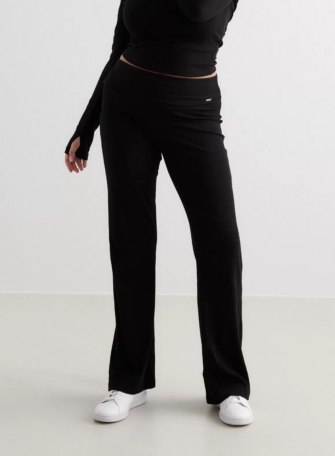 Black Ease Ribbed Pants