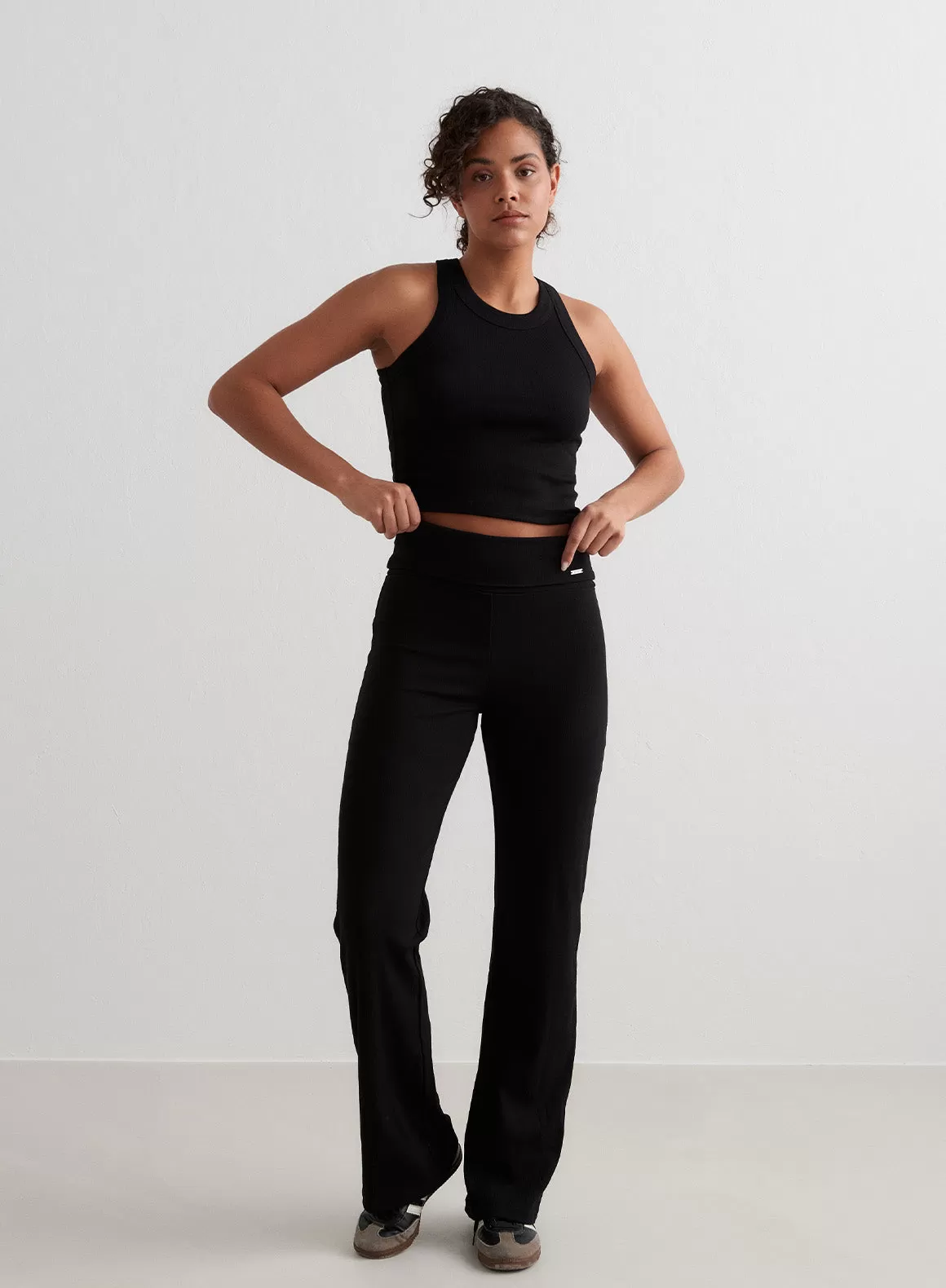 Black Ease Ribbed Pants