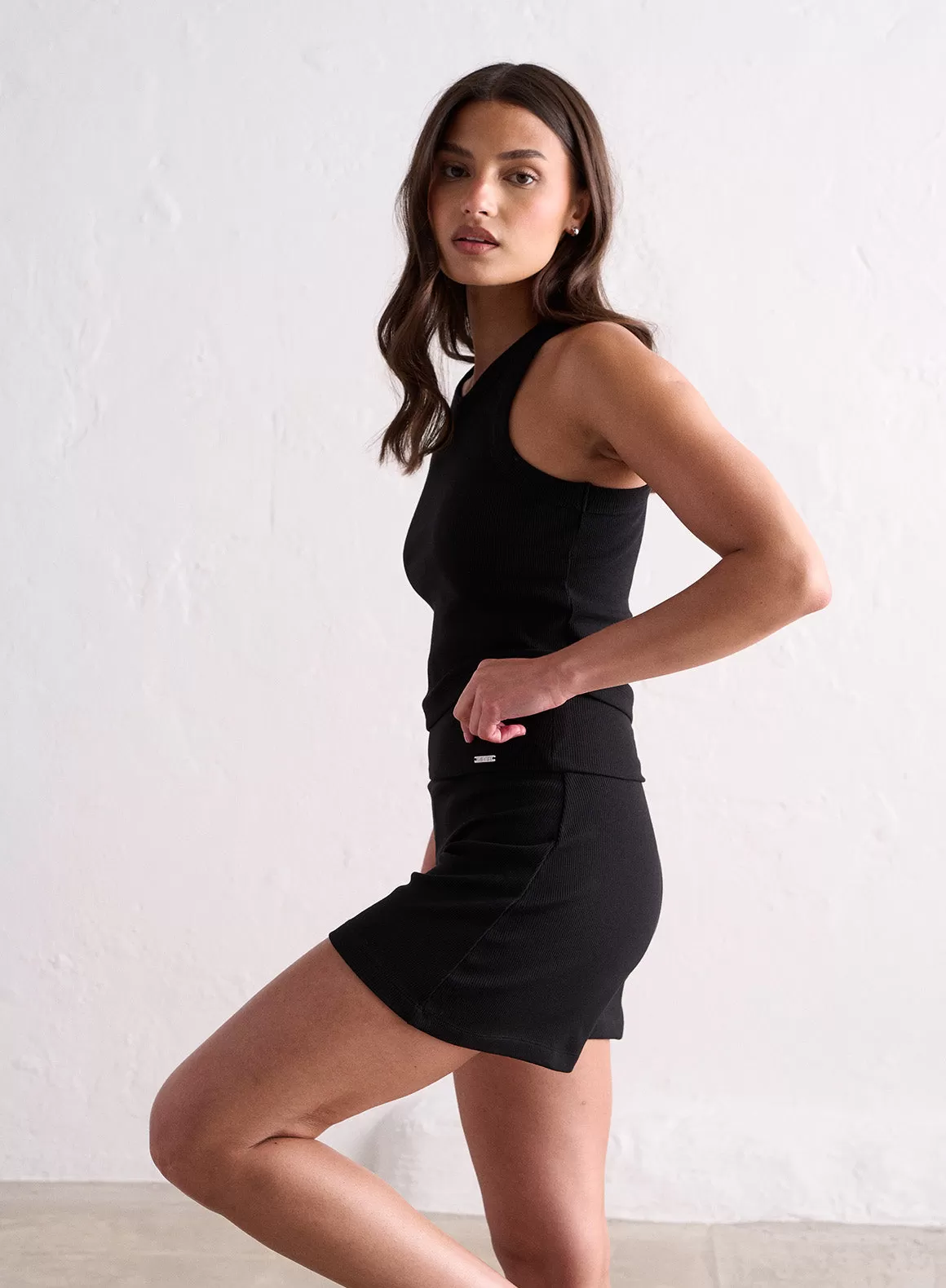 Black Ease Ribbed Shorts