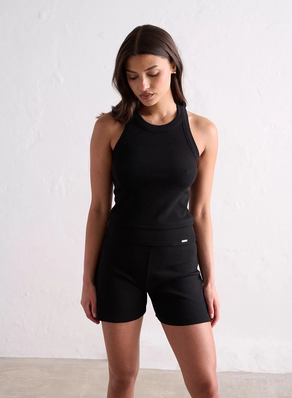 Black Ease Ribbed Shorts